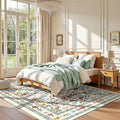 Deerly Floral Area Rug 5x7 - Vintage Boho Washable Low Pile