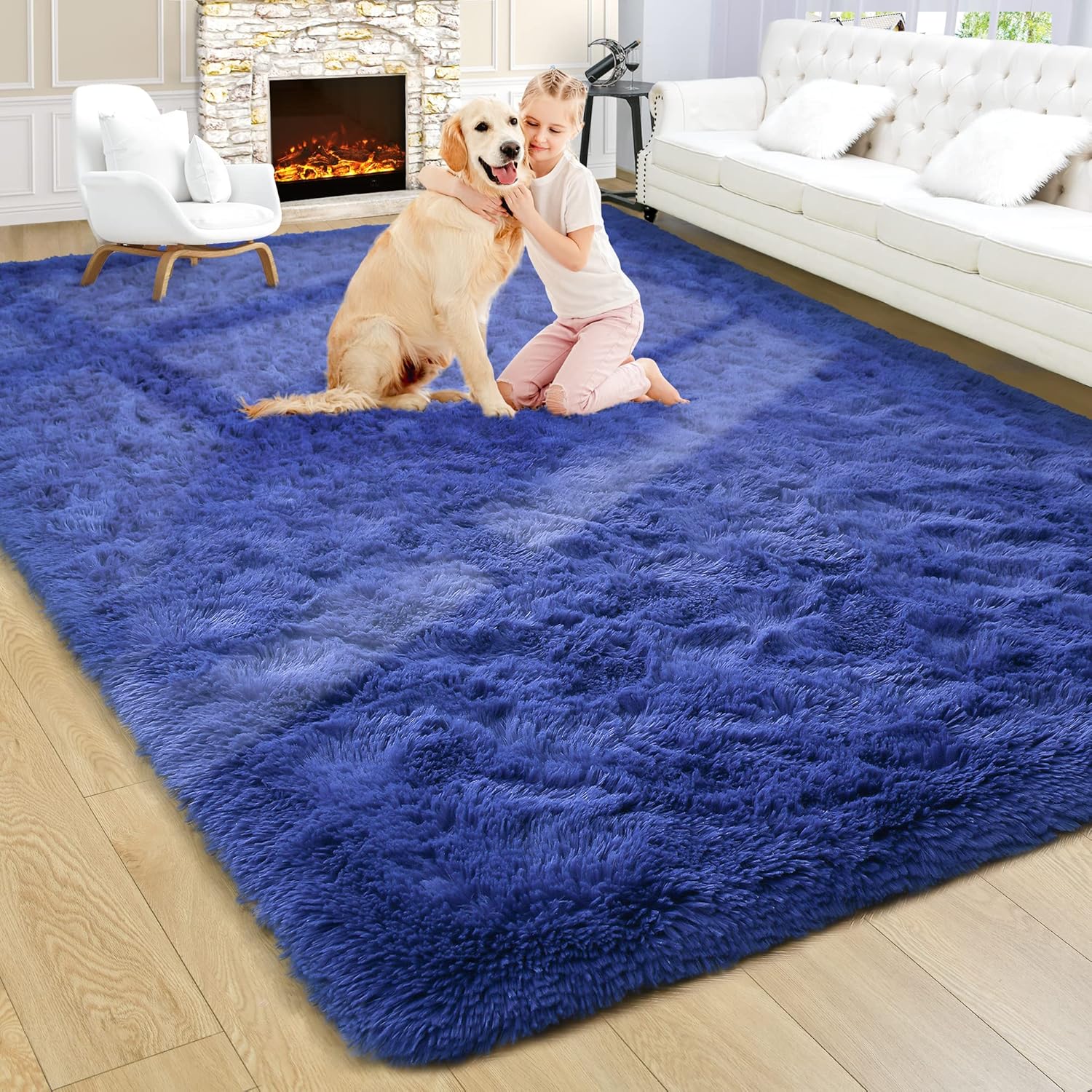 Noahas Large Fluffy White 8x10 Area Rug for Cozy Living Spaces