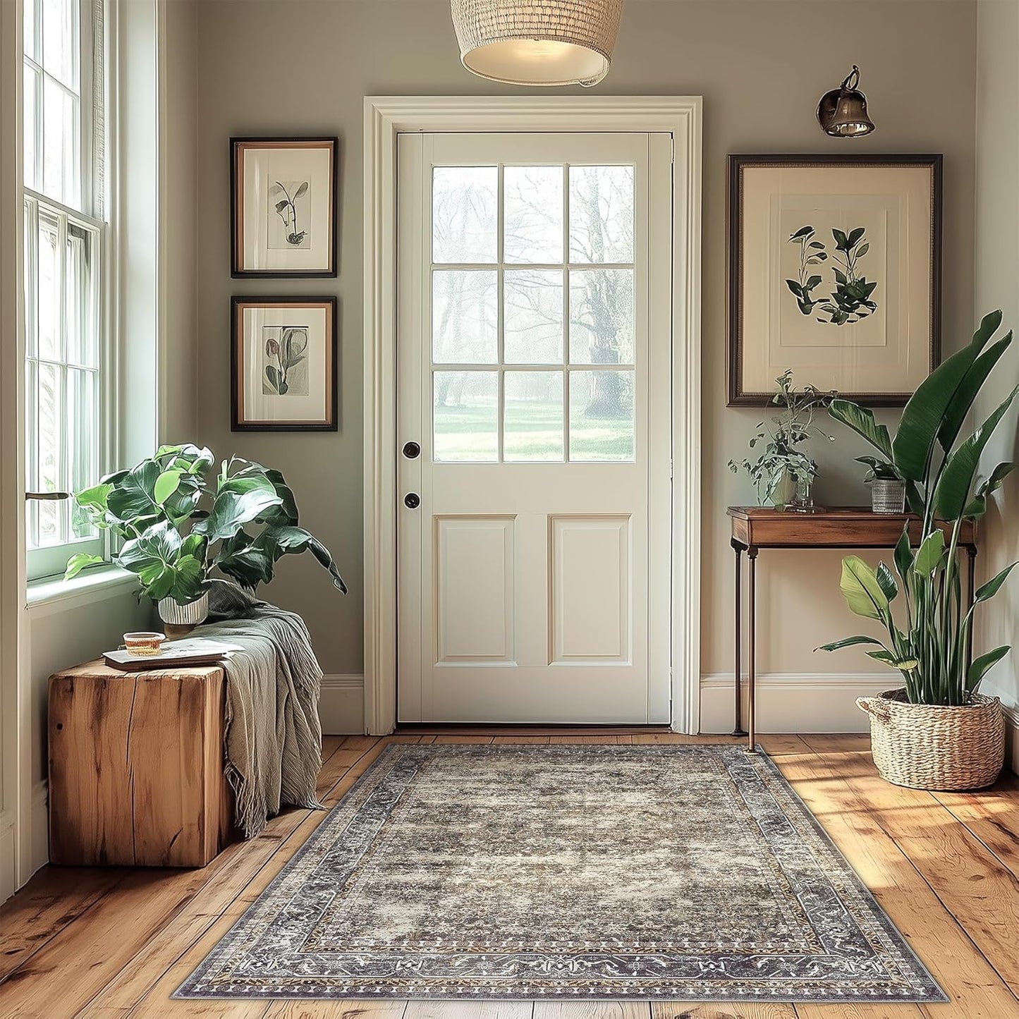 4x6 ft Area Rug Brown Boho Indoor Rug for Versatile Spaces
