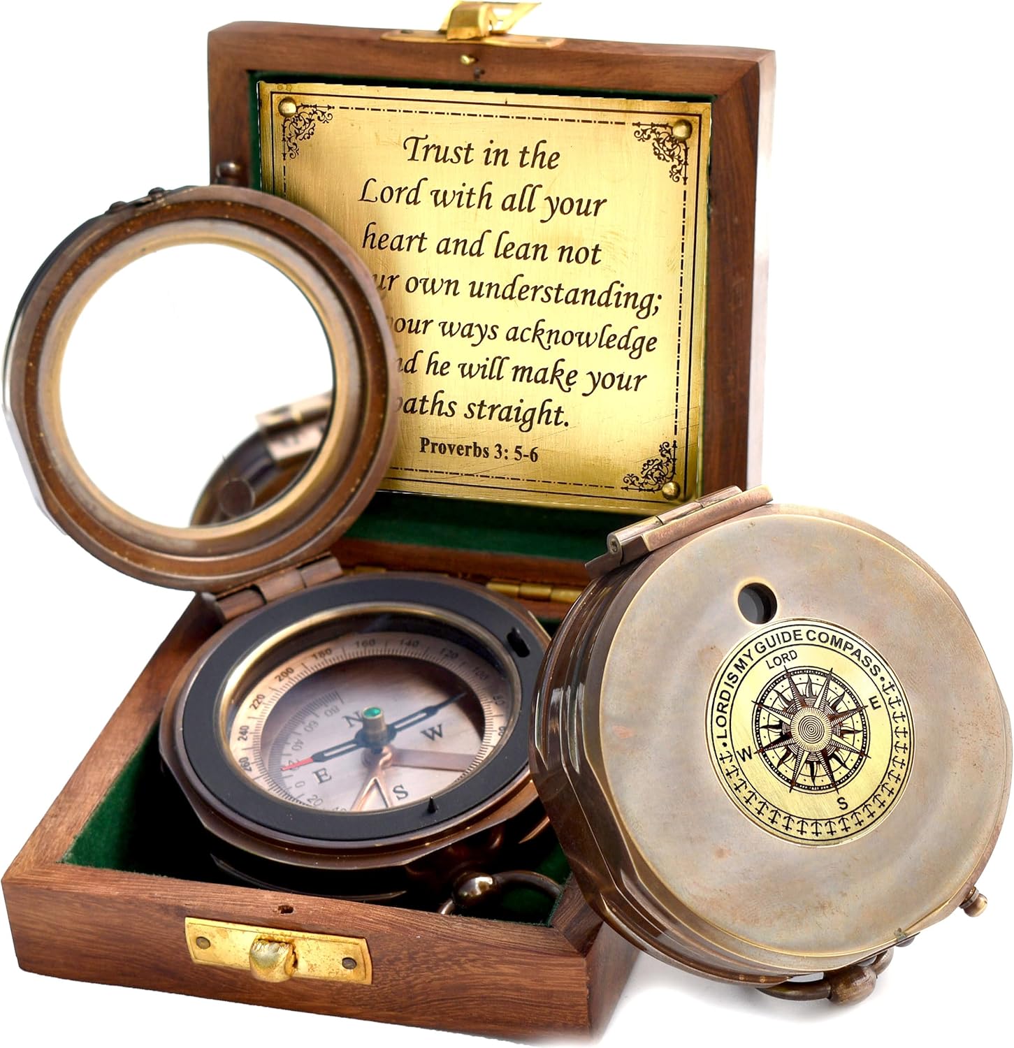 Proverbs 3:5-6 Engraved Compass - Trust in The Lord