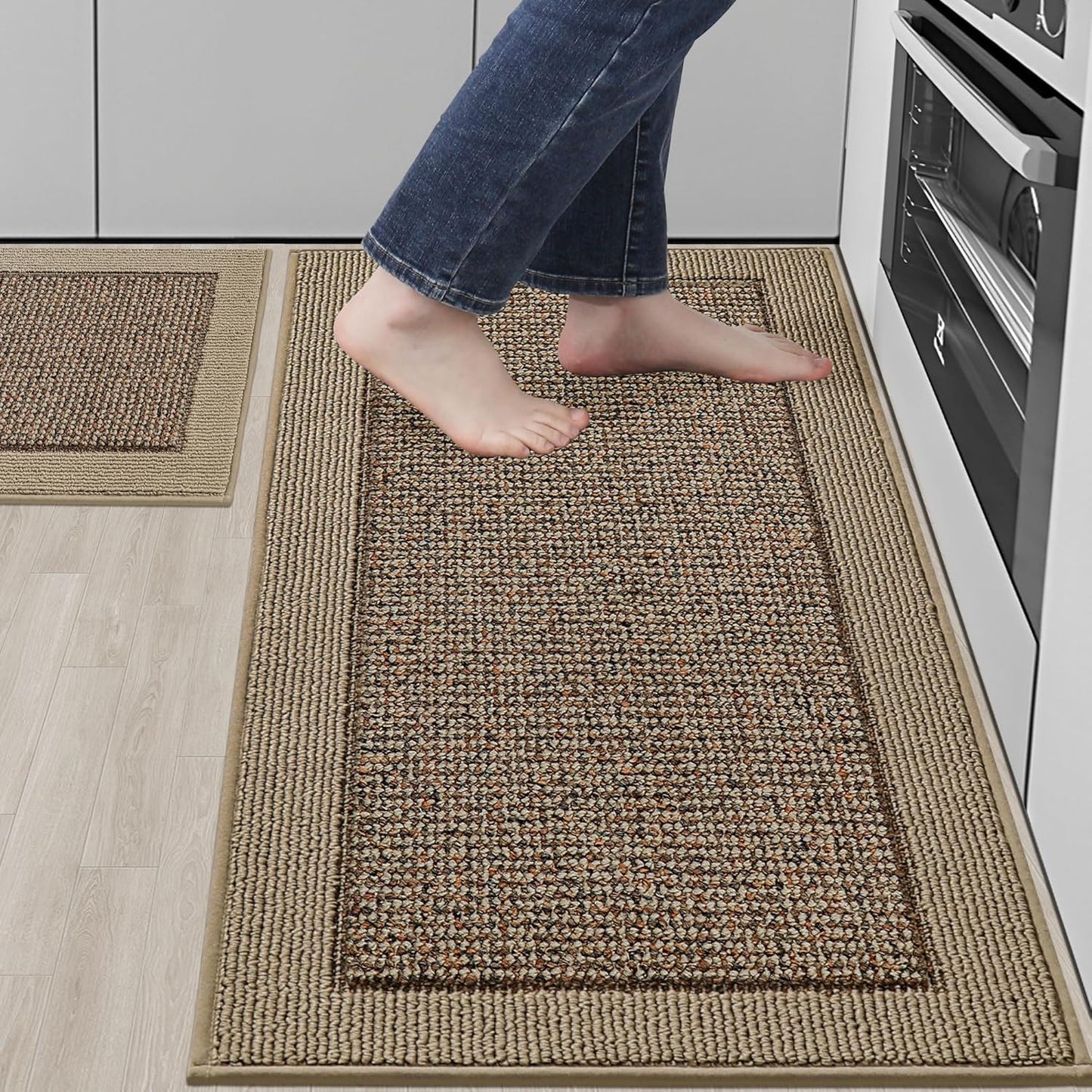 BEQHAUSE Kitchen Rugs and Mats Set of 2 Non-Slip Absorbent