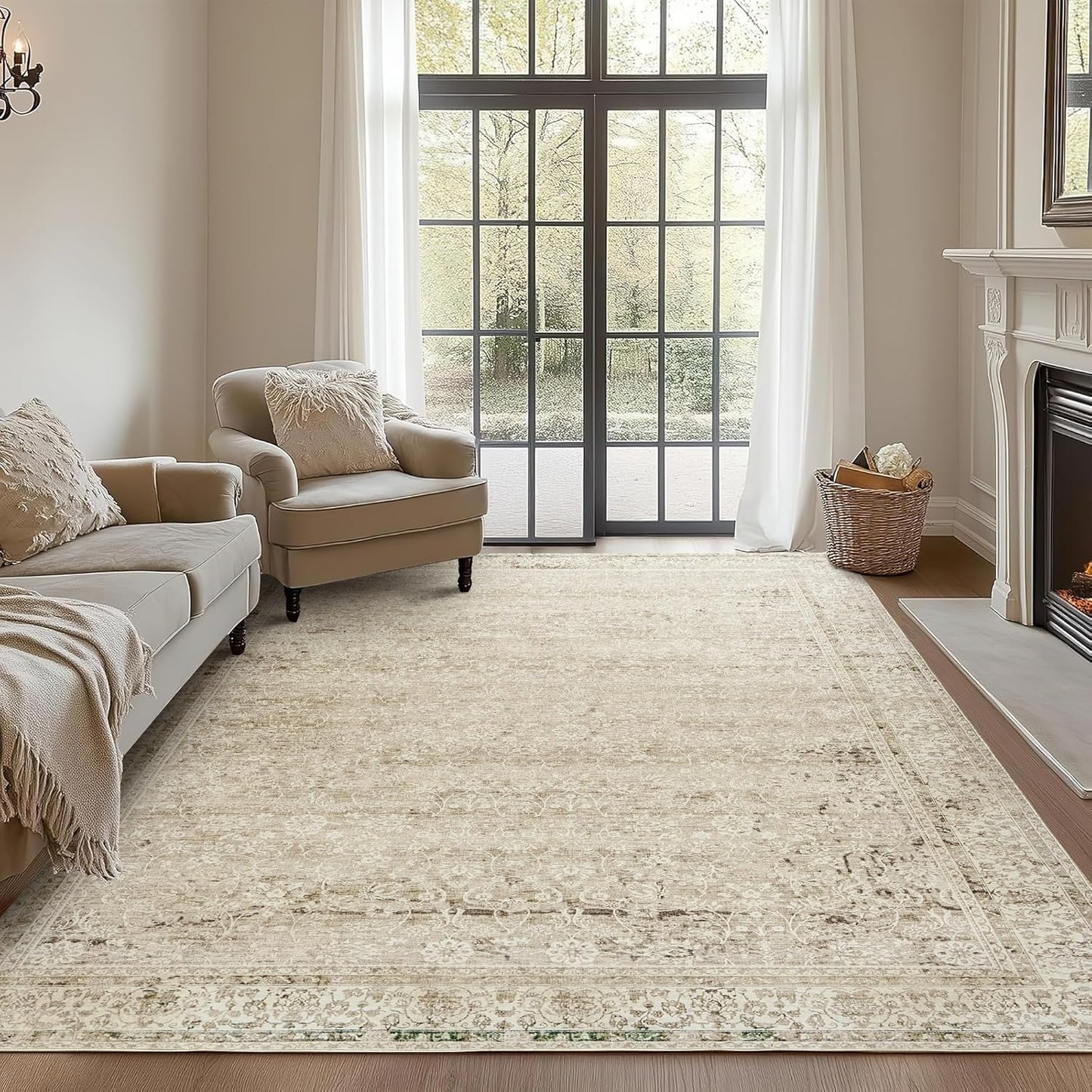 Soft Faux Wool 5x8 Area Rug for Bedroom and Living Room