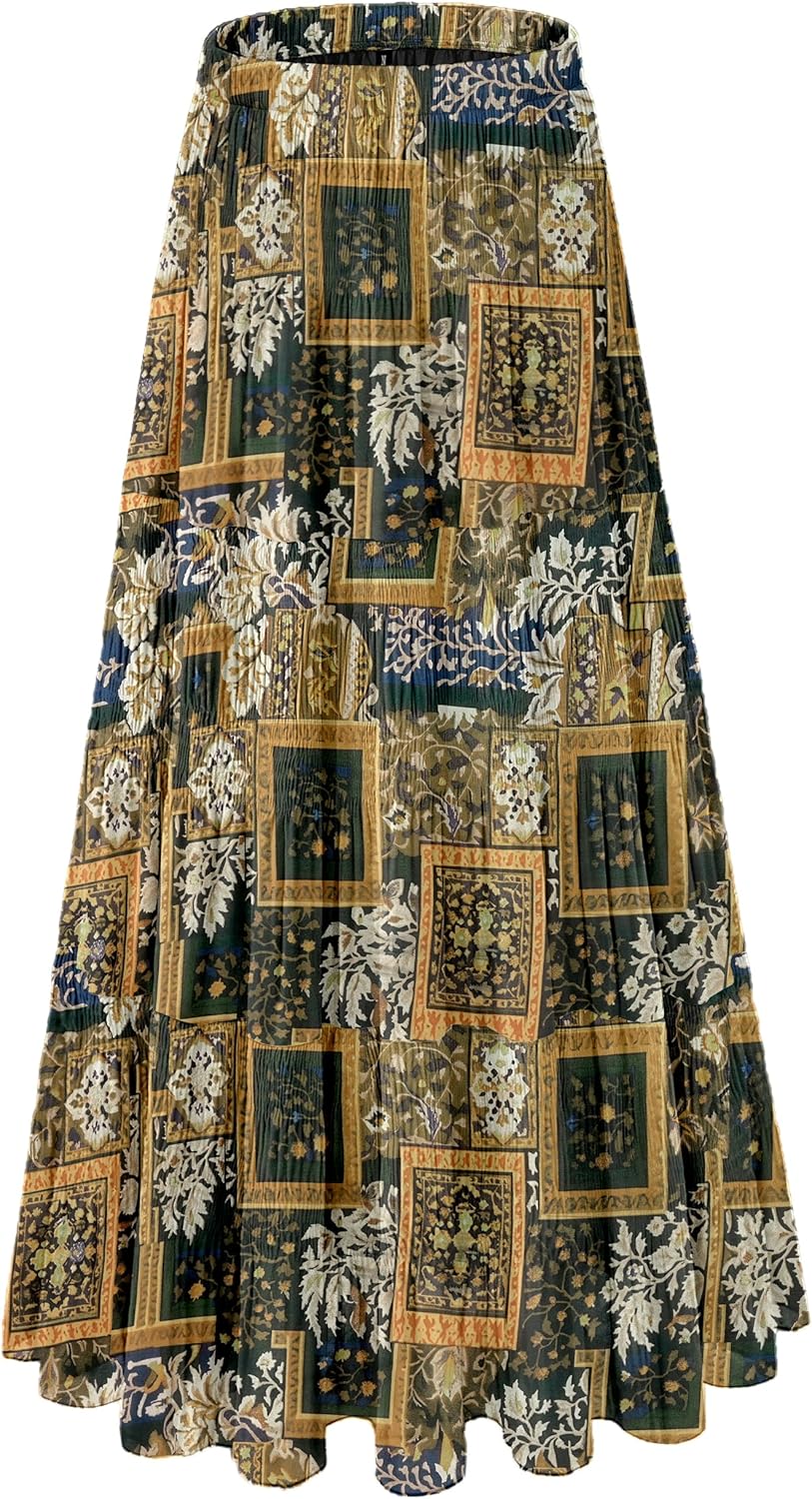Women's Chiffon White Flowy Maxi Skirts for Boho Fall Style