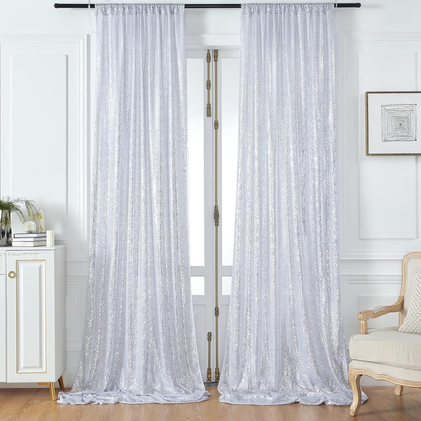 Outpain Wrinkle-Free Silver Sequin Backdrop: Effortless Elegance!