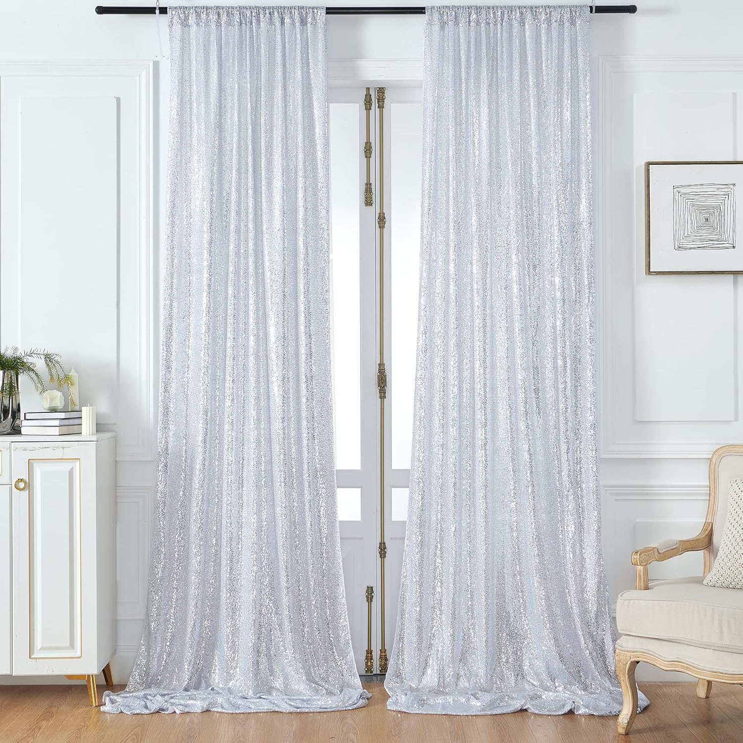 Outpain Wrinkle-Free Silver Sequin Backdrop: Effortless Elegance!
