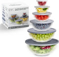 Glass Mixing Bowl Set 12 Pc with Fluted Grey Ombre Lids - Nesting