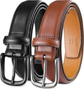 Men's Leather Dress Belt 2Pack - Classic Handmade Genuine Leather wear