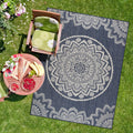 Outdoor Rug 8x10 Medallion Blue/White - Durable Washable Patio Rug