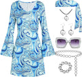 70s Disco Outfit Women 7 PCS Costume Set - Sparkling Retro Look Shoes