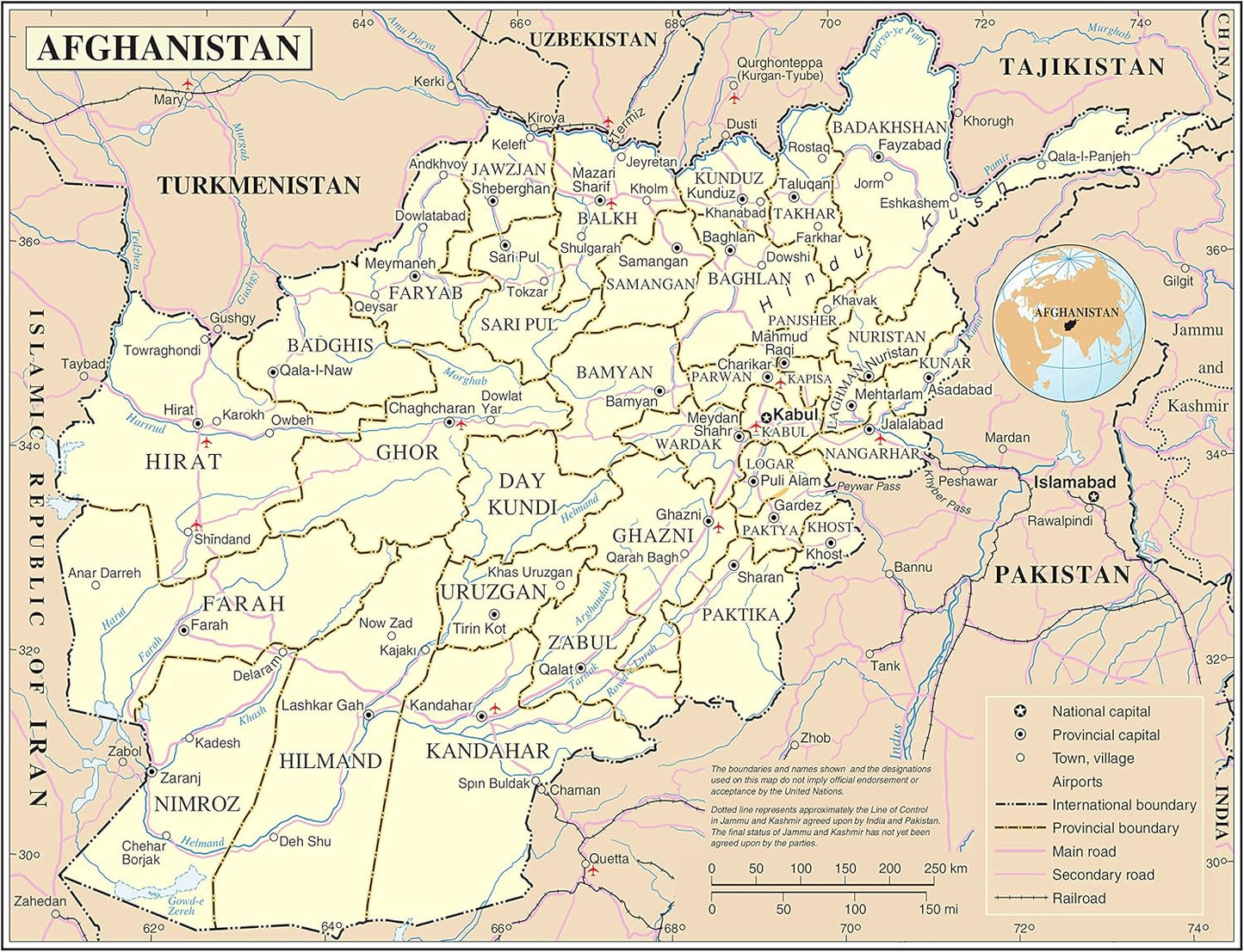 Large Detailed Afghanistan Map: Roads, Cities, Airports
