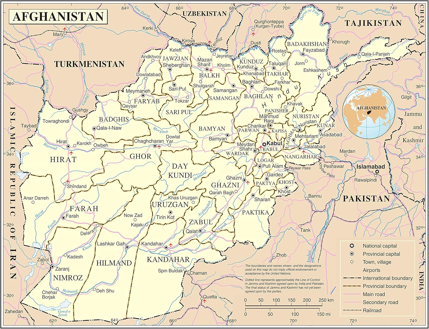 Large Detailed Afghanistan Map: Roads, Cities, Airports