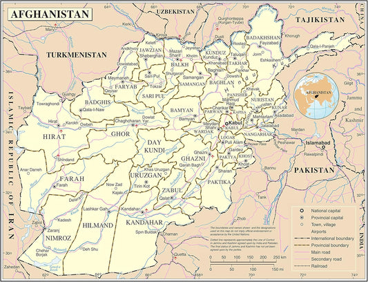 Large Detailed Afghanistan Map: Roads, Cities, Airports