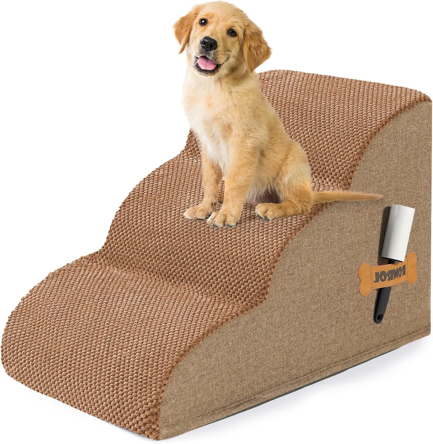 Romrol Dog Stairs Ramp for High Beds and Couches - 3-Step