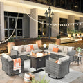 ovios 11 Piece Outdoor Patio Furniture Set with Fire Pit Table