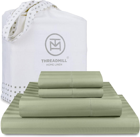 500 Thread Count Full-Size Damask Stripe Cotton Bedding Set
