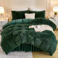 Andency Fluffy Emerald Green Comforter Set King Size - Warm Plush