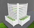 Qikdesign White Vinyl Fence w/ Planter Box - Hide Trash & Equipment