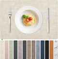Faux Leather Placemats Set of 8 - Waterproof, Reversible, Easy Clean