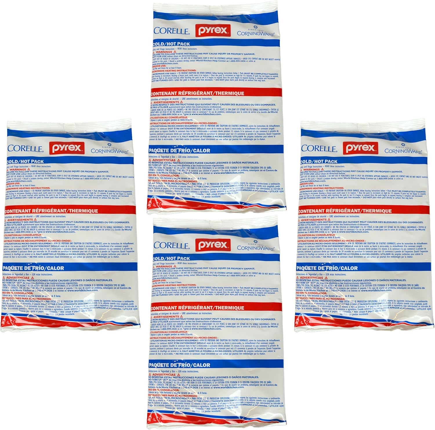 Pyrex Portables Large Hot/Cold Pack 4-Pack for Food Storage