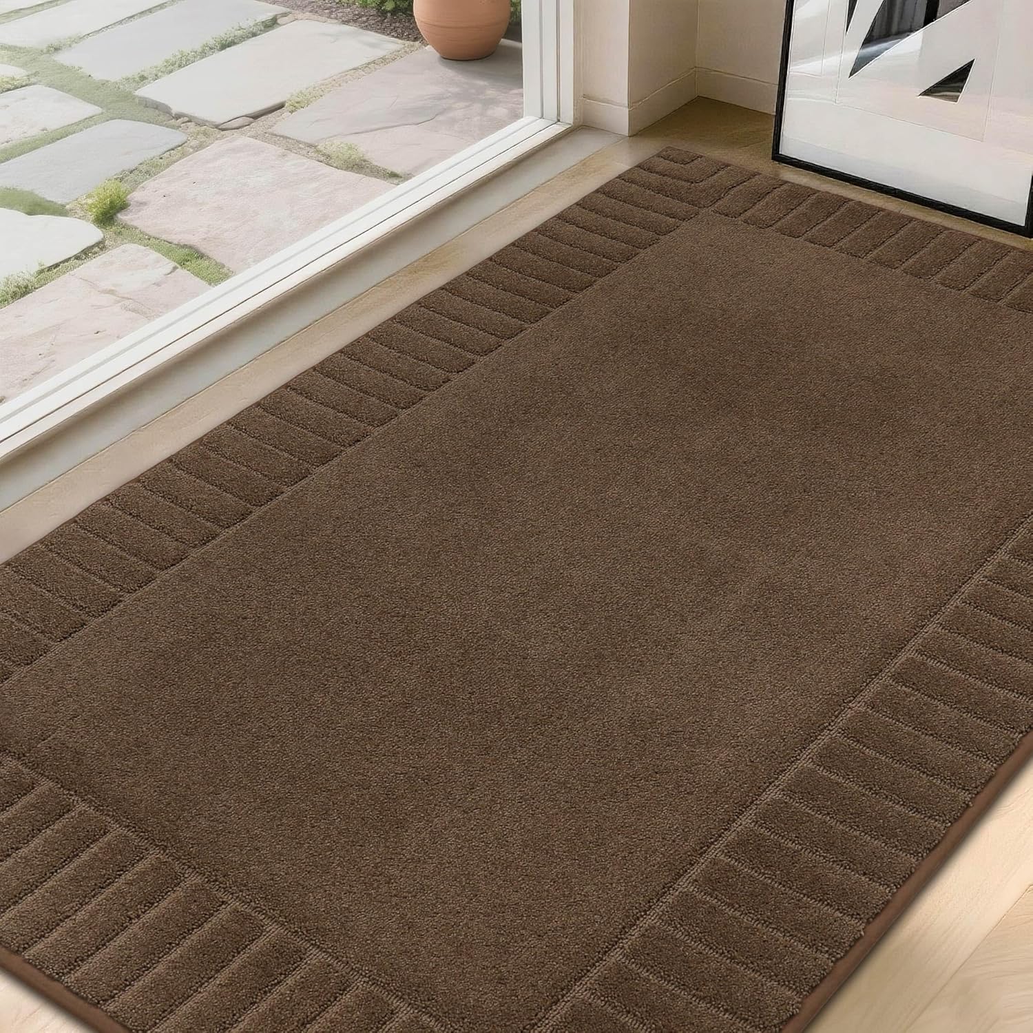 BEQHAUSE Non-Slip Front Doormat for Entryway, 36x60 in Brown