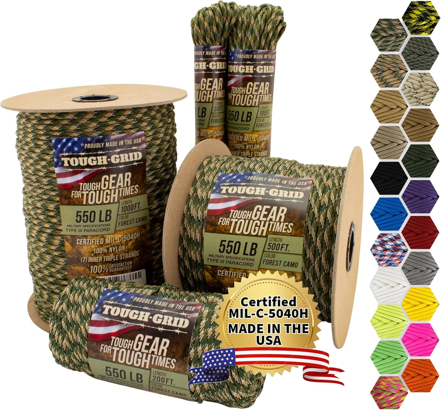 TOUGH-GRID Paracord Rope 550 lbs for Survival and Camping