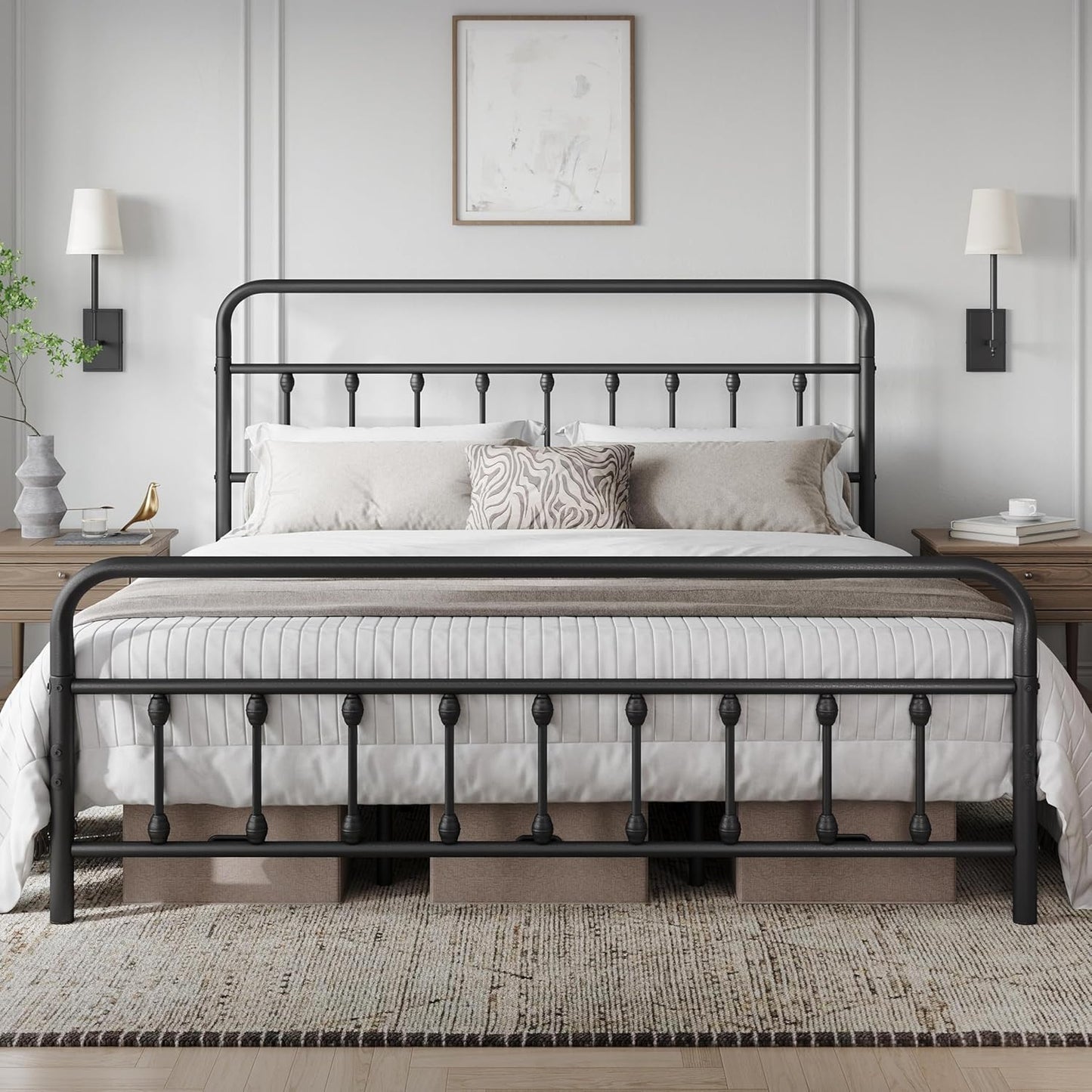 Yaheetech Classic Metal Platform Bed Frame for California King