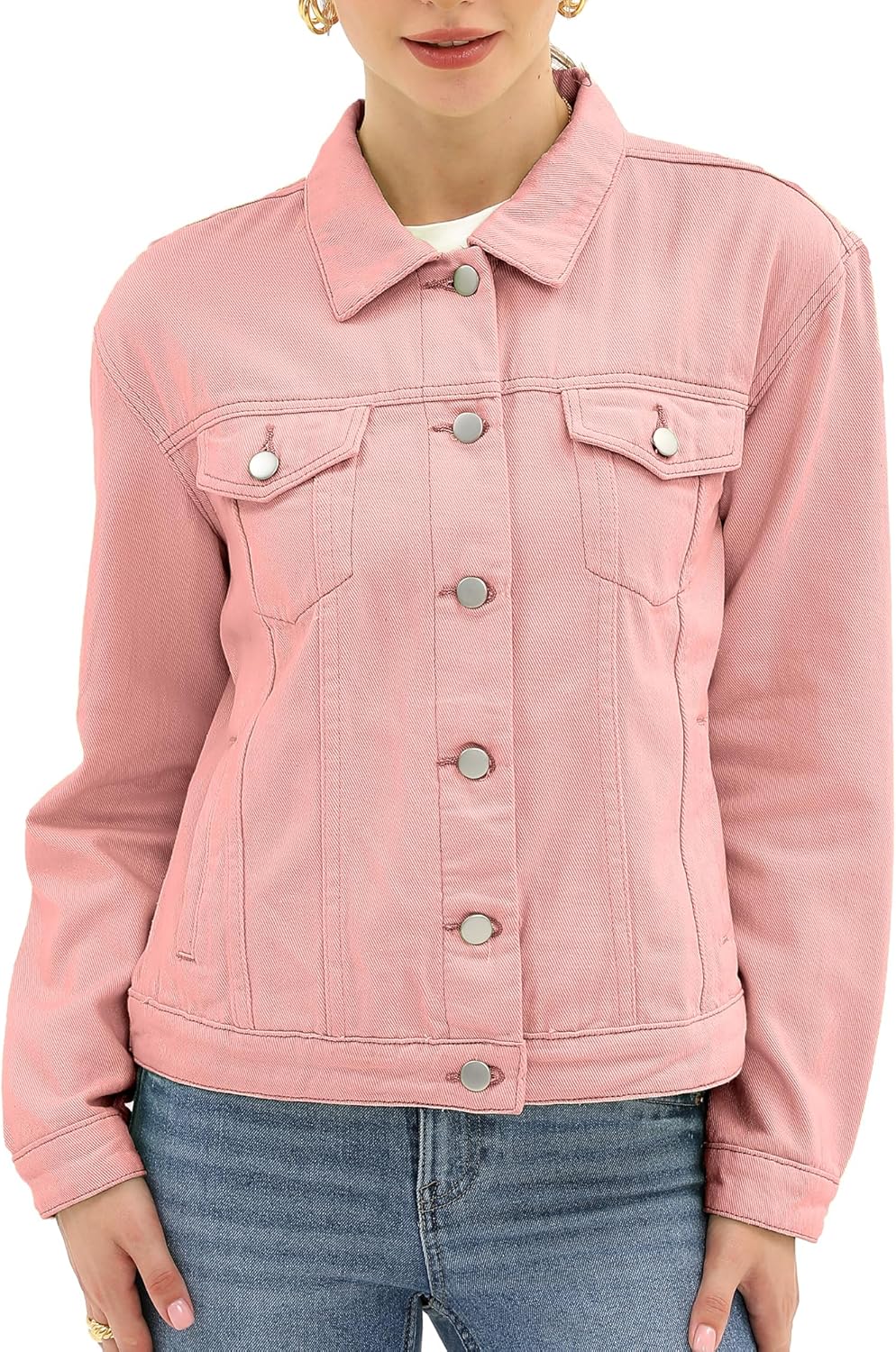 Argstar Denim Jacket for Women with Pockets and Timeless Style