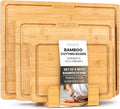 Bamboo Wooden Cutting Boards Set of 3 - Durable Double-Sided Boards