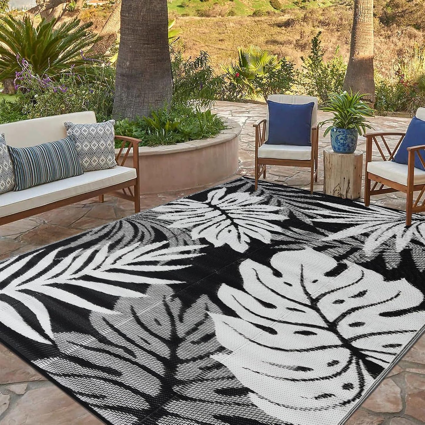 Outdoor Rug 9x12 ft Waterproof for Patios and Camping Trips