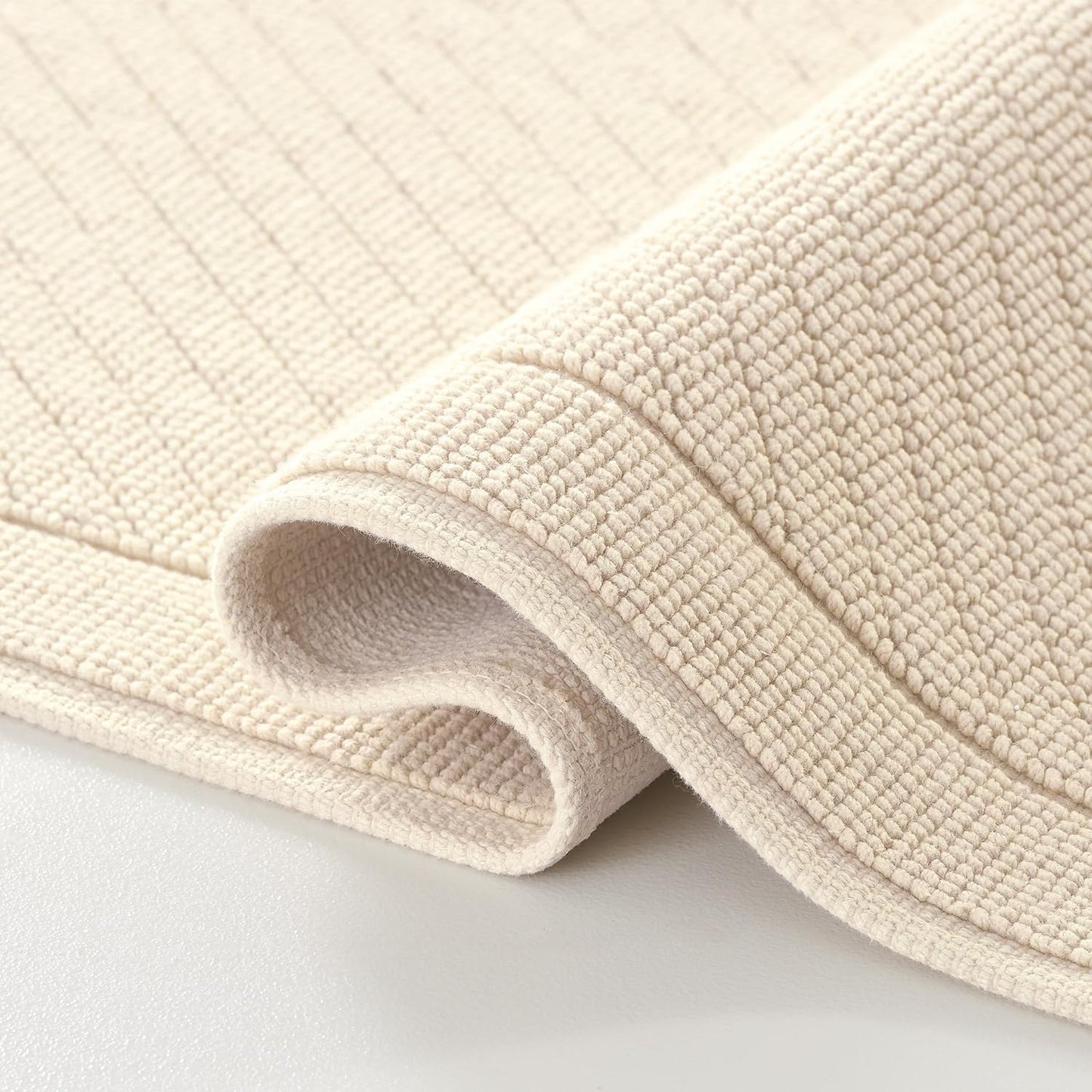 100% Cotton Bathroom Rug - Stylish Textured Woven Design