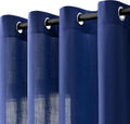 Classic Blue Linen Curtains 90 in Length 2 Panels - Semi Sheer Privacy