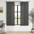 Grey Linen Semi Sheer Curtains 63 in Length 2 Panel Set - Pinch Pleat
