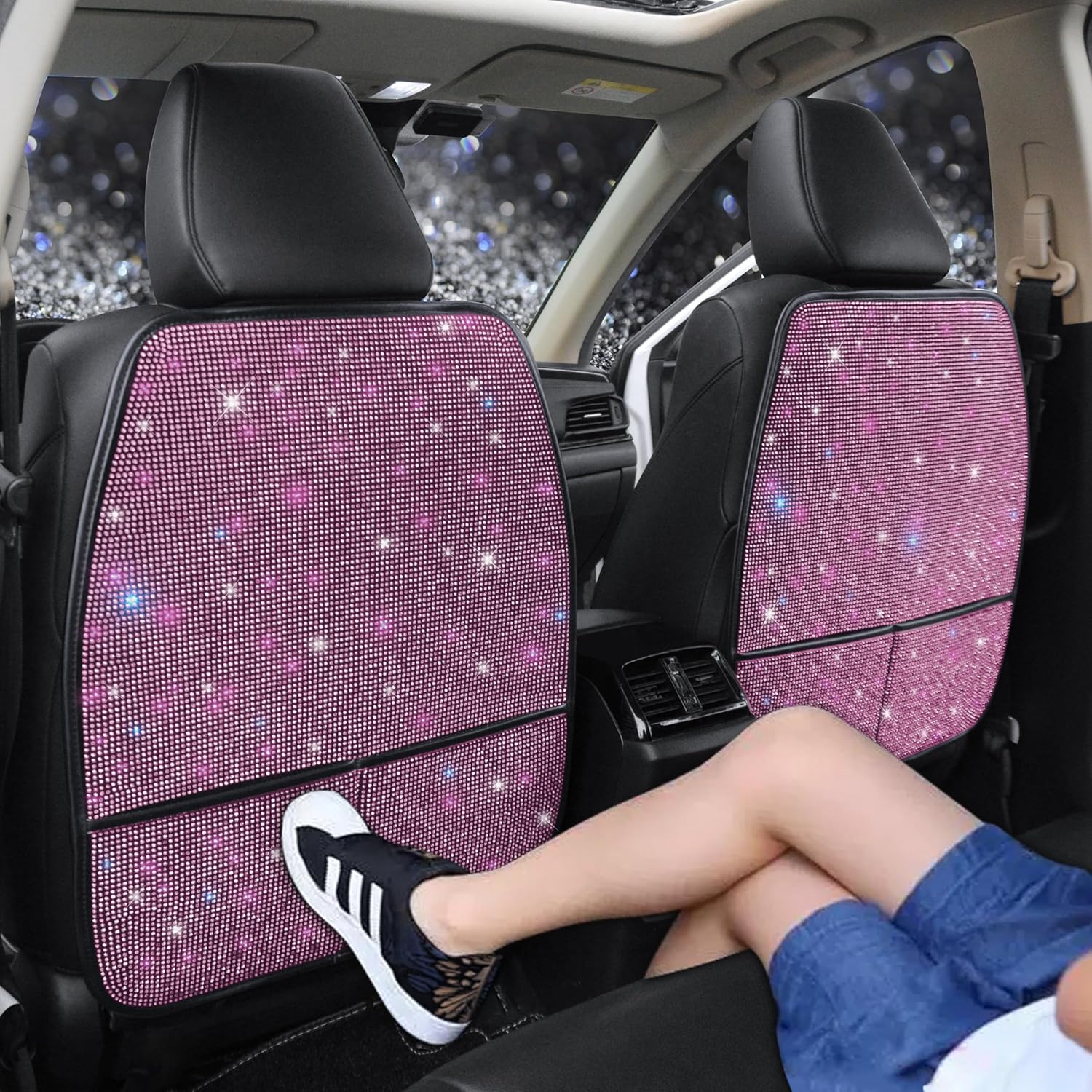 Bling Kick Mats for Car Seats with Pockets - Sparkling Protectors