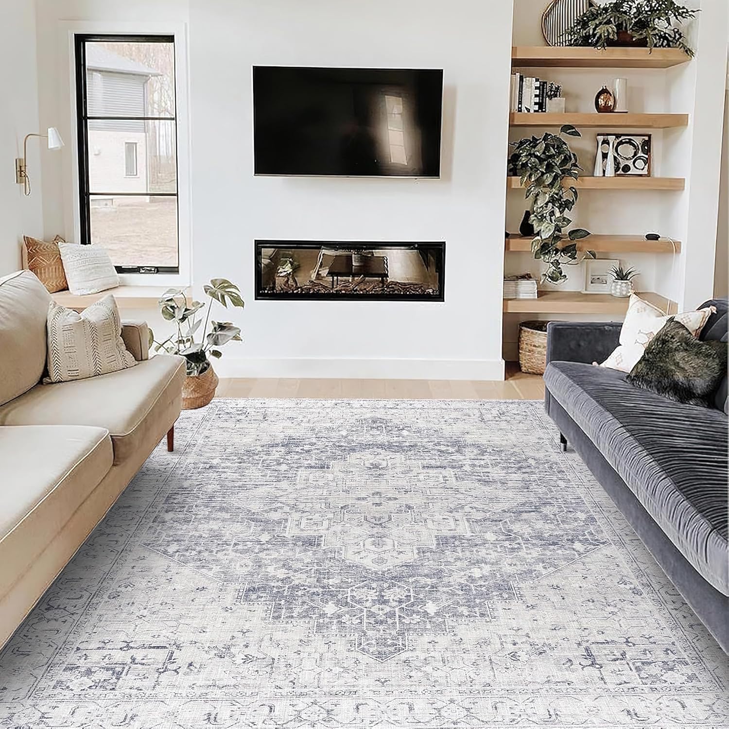 Grey Rug 8 x 10 Slate Gray Area Rugs for Living Room and More