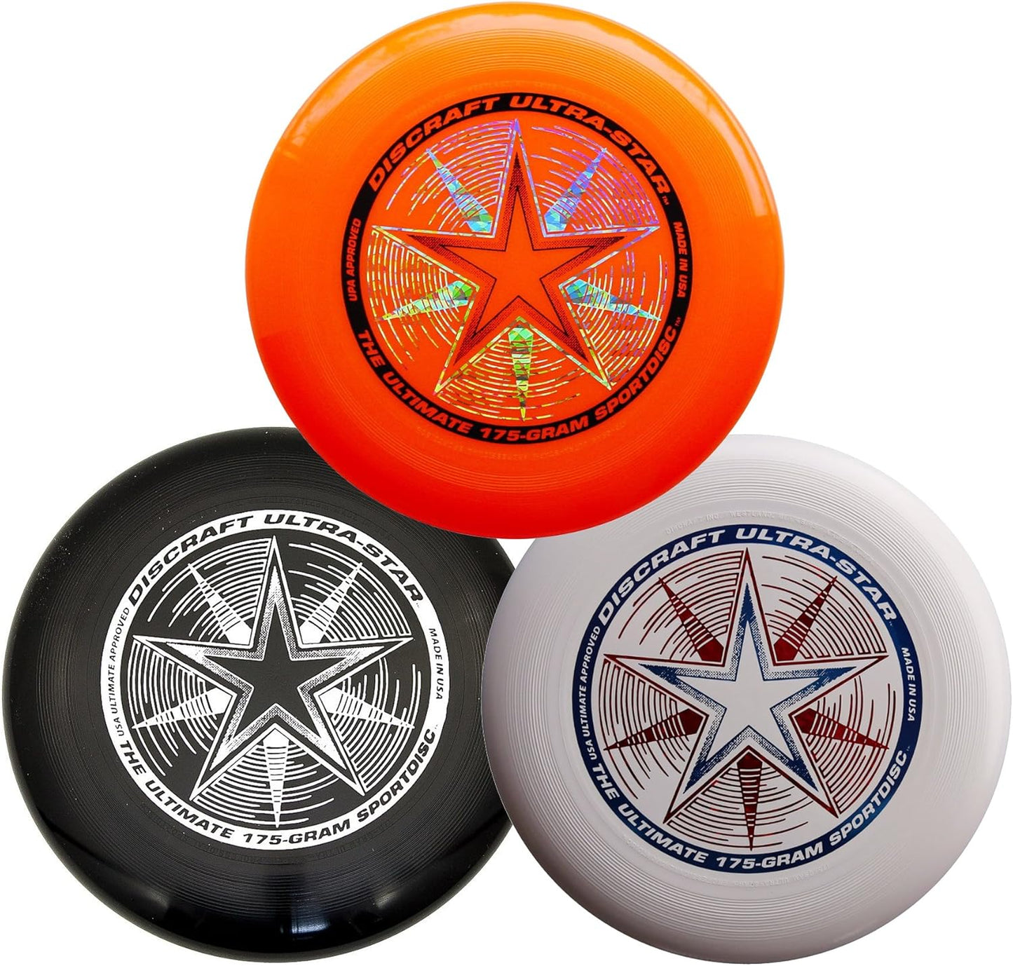 Discraft Ultimate Disc Bundle - Set of 3 175g Ultra Stars - Orange/White/Black