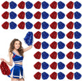 Cheerleading Pom Poms 60 Pcs Blue Red - Bright Mini Pompoms for Teams