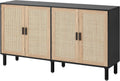 Finnhomy 4 Door Sideboard Buffet Cabinet - Spacious Rattan Console