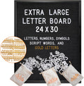 Black Felt Letter Board 24x30 in with Gold Letters - Large Changeable