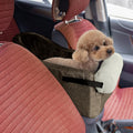 Pet Car Booster Seat Small Dogs Armrest Center Console - White Brown