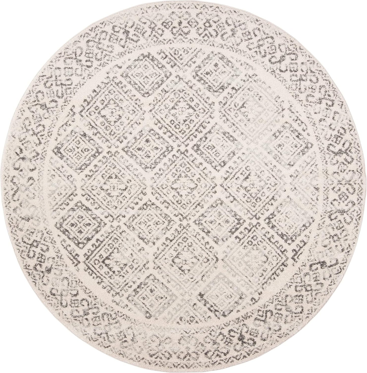SAFAVIEH Tulum Collection Area Rug - 9ft Round, Ivory & Grey