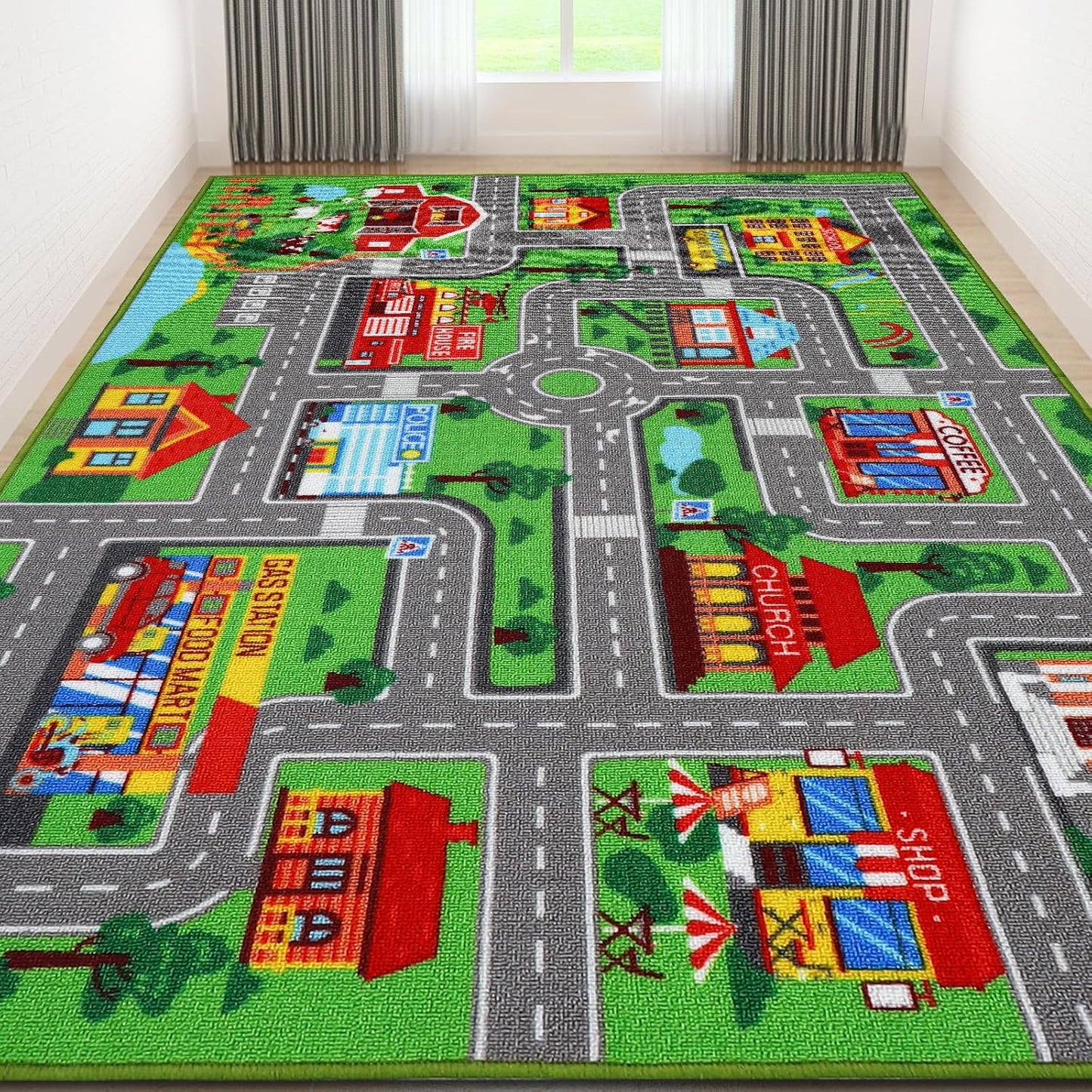 Kids Carpet Playmat Rug for Imaginative Play and Learning