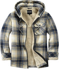 Men's Full Zip Fleece Flannel Jacket Shirt Plaid Cotton Hood - Warm 2