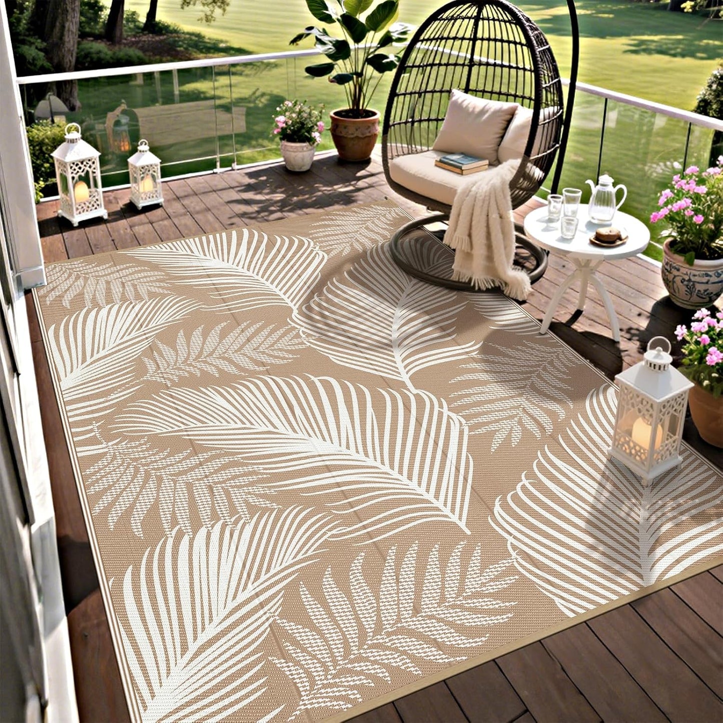 Pauwer Waterproof Outdoor Rug 6x9 for Patio and Camping