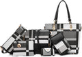 Synthetic Leather Tote Crossbody Bags Set for Women - 6pcs