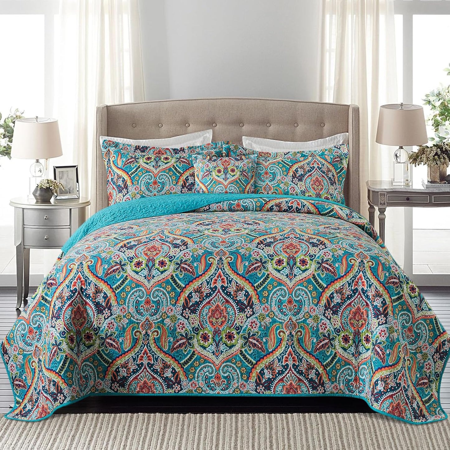 BEDIFANY Cotton Quilt King Size - Lightweight Reversible Bedding Set