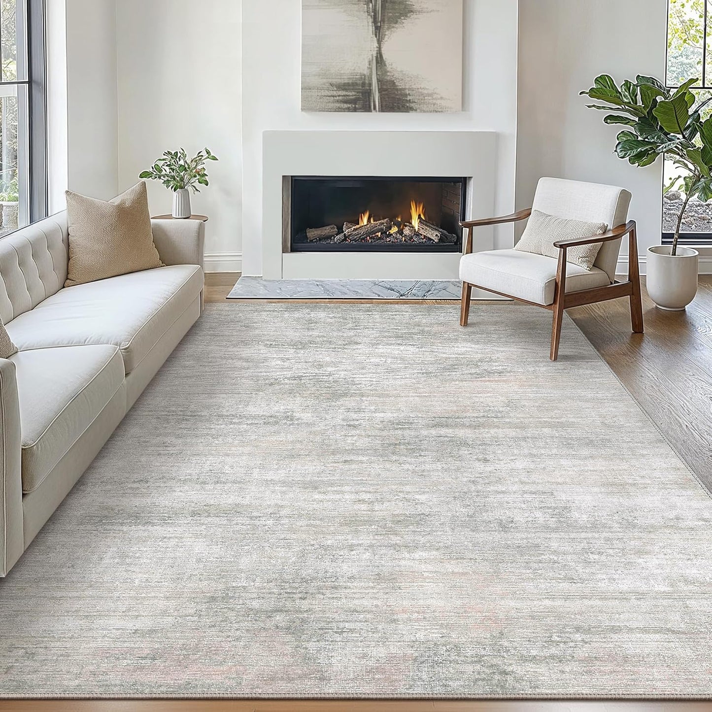 Bavni 5x7 Rug - Abstract Non-Slip Machine Washable Area Rug