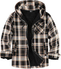 SCODI Men's Flannel Plaid Jacket with Sherpa Lining - Warm Zip Up