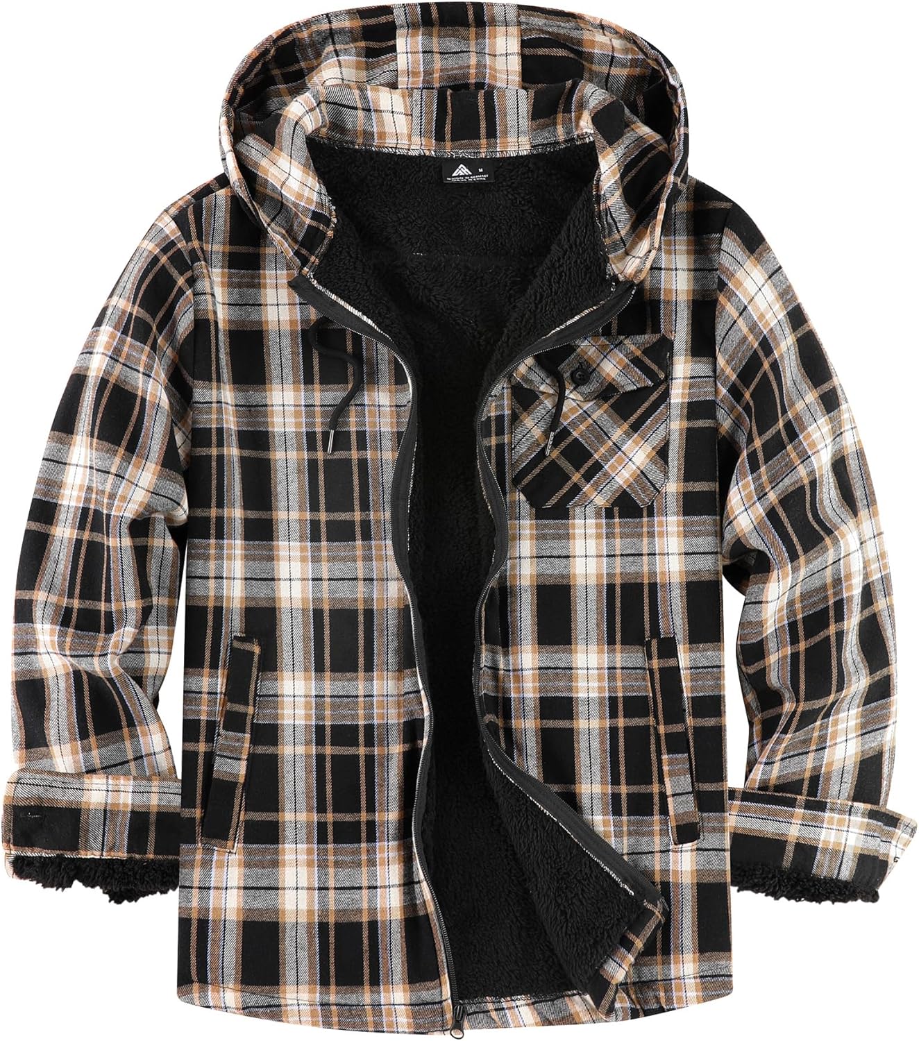 SCODI Men's Flannel Plaid Jacket Warm Sherpa Lined Fleece