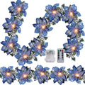 Prelit Poinsettia Christmas Garland with Remote Timer and Lights