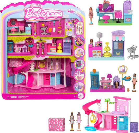 Mini Barbie Land DreamHouse with Playsets and Dolls for Fun